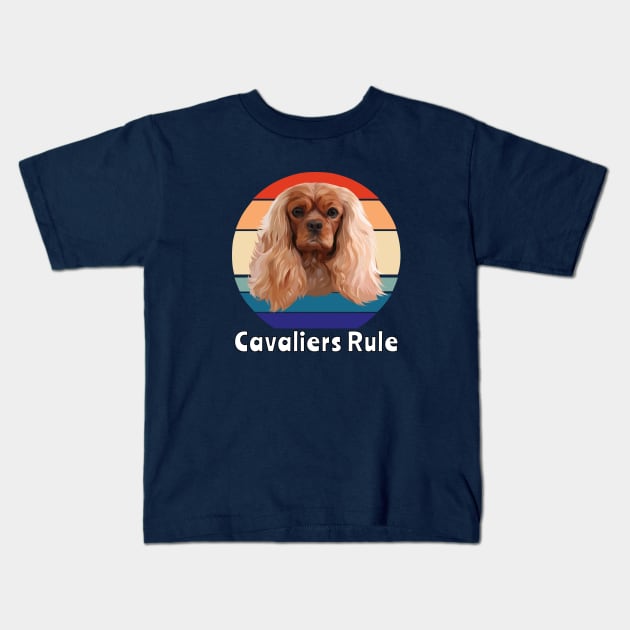 Retro Ruby Cavalier King Charles Spaniel Gifts Kids T-Shirt by Cavalier Gifts